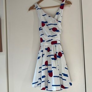 ModCloth White Patterned Wrap Cutout Minidress